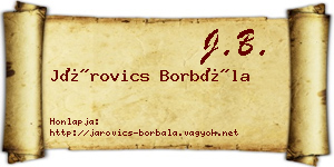 Járovics Borbála névjegykártya